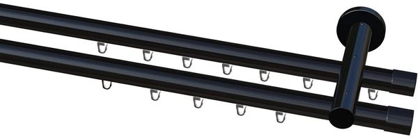 Garduna Gardinenstange Ø 20mm Innenlauf Komplettset inkl. X-Gleiter in Profilfarbe, 2-läufig, kürzbar, Metall, 2-lauf, 1-lauf, Gardinenstange, 20mm, Innenlauf, Gardinenschiene
