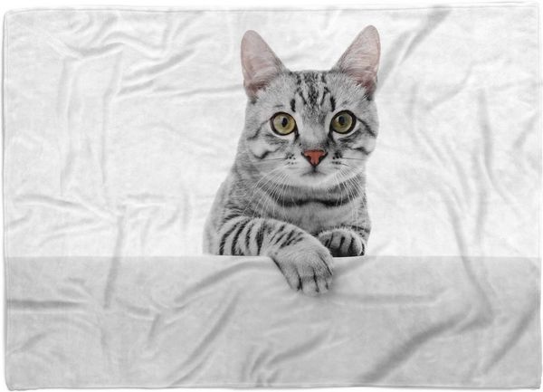 Sinus Art Handtücher Handtuch Strandhandtuch Saunatuch Kuscheldecke mit Tiermotiv süße Katze, Baumwolle-Polyester-Mix (1-St), Handtuch