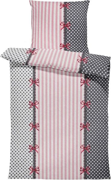 Buymax Bettwäsche Fleece Bettbezug-Set, Winterbettwäsche, Marie, Fleece, 2 teilig, 155x220 cm, Bettbezug Set, kuschelig warm, Streifen