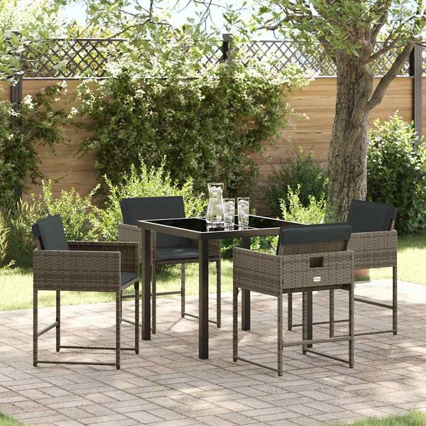 vidaXL Garten Essgruppe 5 pcs Grau Poly-Rattan 3380721