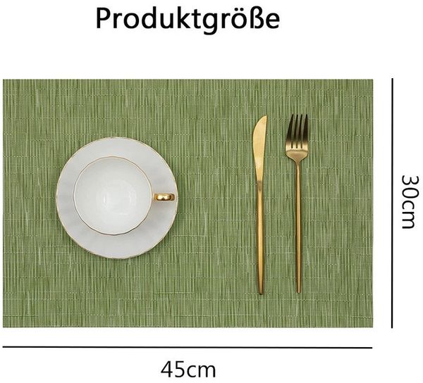 TUWENA Platzset Tischsets Abwaschbar 6er Set, Rutschfest Hitzebeständig Platzdeckchen, Vinyl Platzdeckchen für Küche Speisetisch Hotel, Platzmatten 30x43.5cm