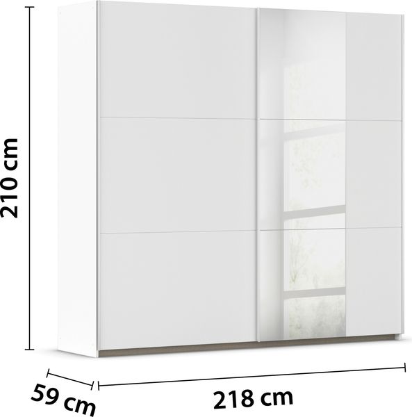 Schwebetürenschrank Klara / Kronach, Holzwerkstoff, Weiß, 218 x 210 x 59 cm Bild 4