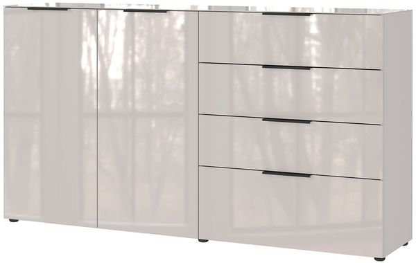 Sideboard Owingen / Oakland, Glas, Holzwerkstoff, Grau, 184 x 102 x 42 cm