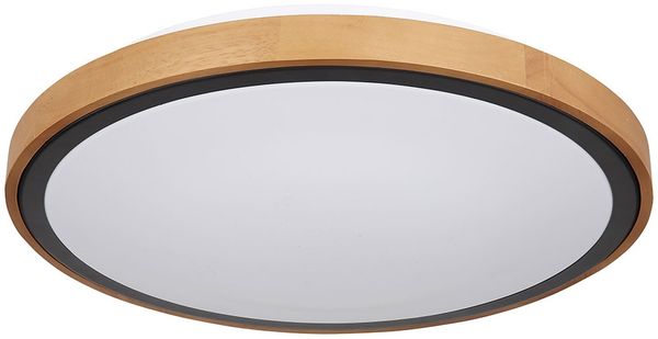 LED Deckenleuchte, Holz, schwarz, opal, CCT, D 43,7 cm