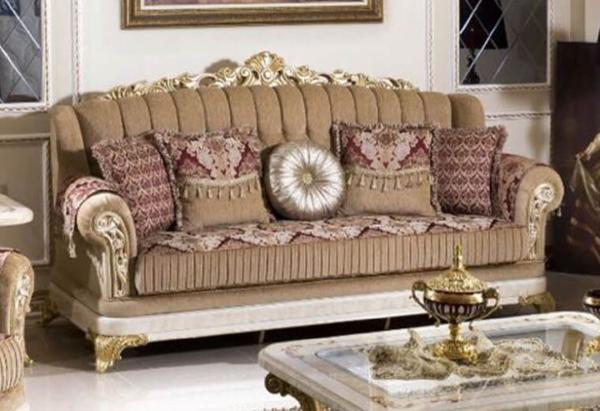 Casa Padrino Luxus Barock Sofa Braun / Bordeauxrot / Weiß / Gold - Prunkvolles Wohnzimmer Sofa mit elegantem Muster - Luxus Wohnzimmer Möbel im Barockstil - Barock Möbel - Barock Einrichtung