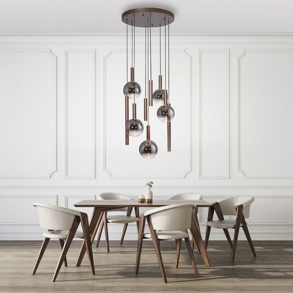 Paul Neuhaus LED Pendelleuchte LED Pendellampe BOWL, Dimmbar, 9xLED Board/7W, warmweiß, dimmbar über Wandschalter, Glaskugel