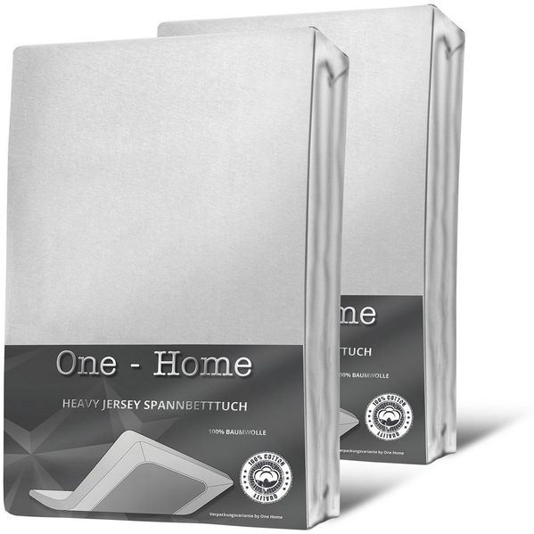 One Home Spannbettlaken Heavy, Jersey, Gummizug: rundum, (2 Stück), Double Pack, erhöhtes Flächengewicht