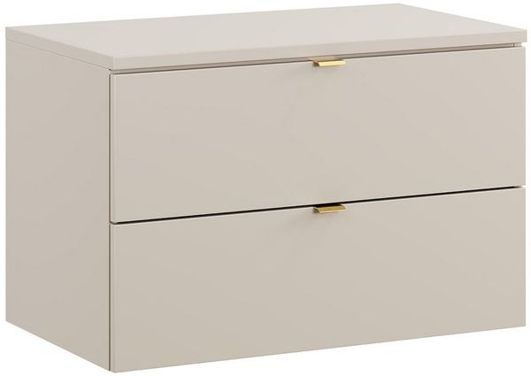 Lomadox Waschbeckenschrank DURANGO-56 Waschtischunterschrank 80cm, kaschmir, 2 Schubladen, Softclose