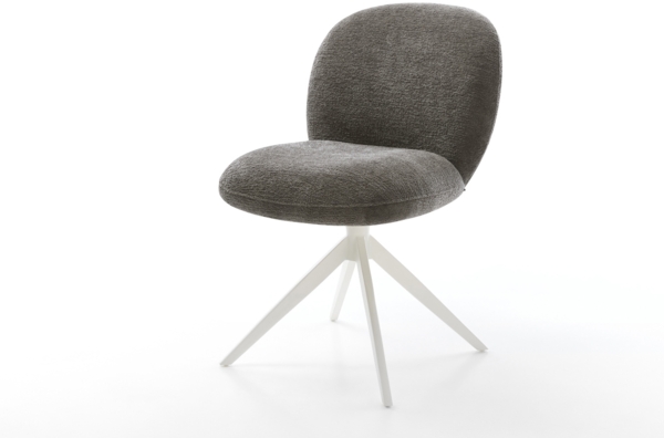 Drehstuhl Nube-Flex Bouclé Soft Schlamm Kreuzgestell breit Weiß 360° drehbar Wippfunktion Taschenfederkern