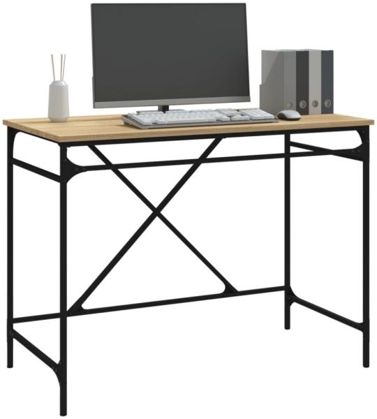 vidaXL Schreibtisch, Holzwerkstoff und Eisen, 100 x 50 x 75 cm, Sonoma-Eiche Bild 4
