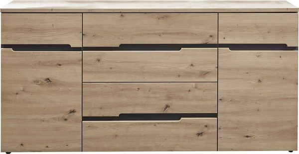 Sideboard Melanie / Memphis, Holzwerkstoff, Holzfarben, 165 x 82 x 44 cm