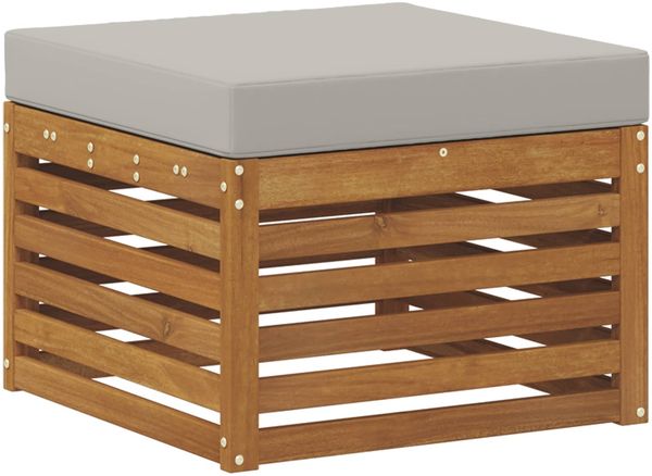 vidaXL Ecksofa Set 7 pcs Natürlich und Hellgrau Massivholz Akazie 3375161 Bild 4
