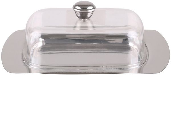 Urban Living Butterglocke Edelstahl Butterglocke mit Kunstsoffdeckel, Größe: (L x B x H) 19,5 x 12,5 x 6,5 cm