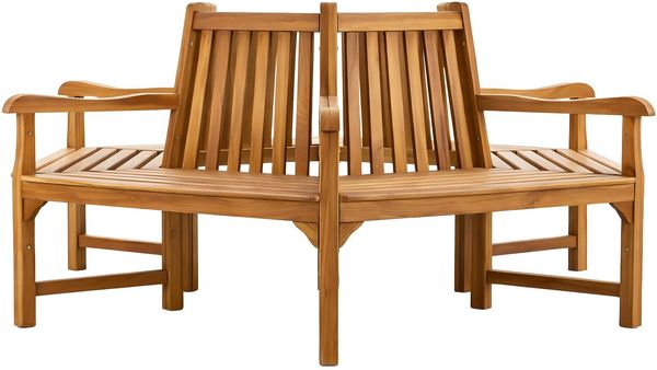 CLP Baumbank Sonja rund aus Teakholz wetterfest mit Armlehnen und Rückenlehne,teak 200 cm
