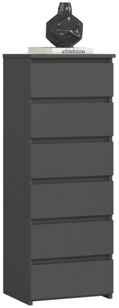 Home Collective Kommode 40 cm breit Holz Highboard Sideboard für Flur Schlafzimmer Wohnzimmer (Mehrzweckschrank Schrank schmal Kommode Schlafzimmer mit Schubladen), Kinderzimmer Organizer, 109 cm hoch mit 6 Schubladen Graphit Bild 5