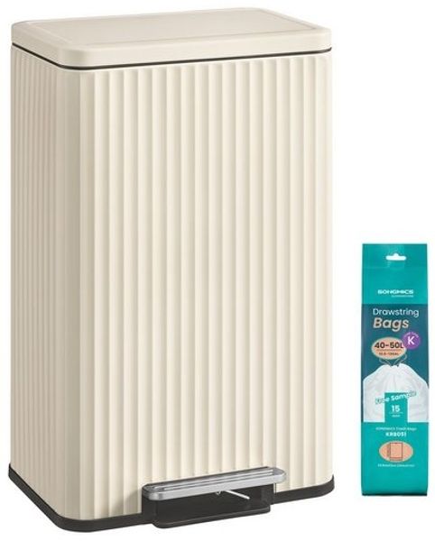 SONGMICS Mülleimer Abfalleimer für Küche , Mülleimer aus Stahl, Softclose, 50 Liter