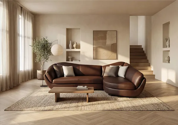 Vente-unique - CAIPI Sofa Leder Braun - B 175 cm x H 85 cm x L 285 cm