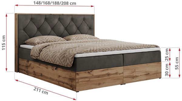Boxspringbett, Schlafzimmerbett, Bettkasten - VENETO - 160 x 200 cm - Dunkelgrau Velvet - H3 Bild 5