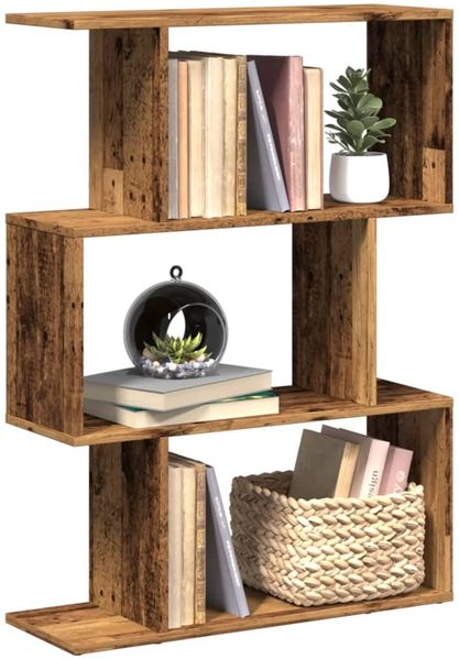 vidaXL Raumteiler-Bücherregal 3 Fächer Altholz-Optik 70x24x97 cm 858118