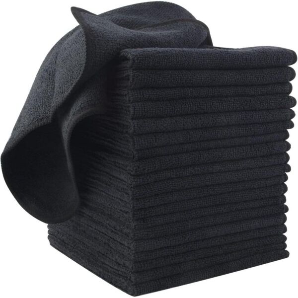 20er Set Schwarz Mikrofaser Reinigungstücher Küchenlappen Staubwischen 30x30cm