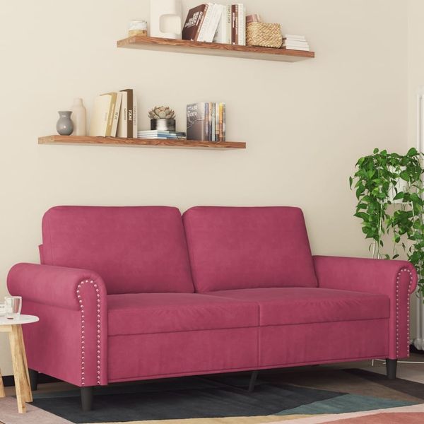 vidaXL 2-Sitzer-Sofa Weinrot 140 cm Samt 359533