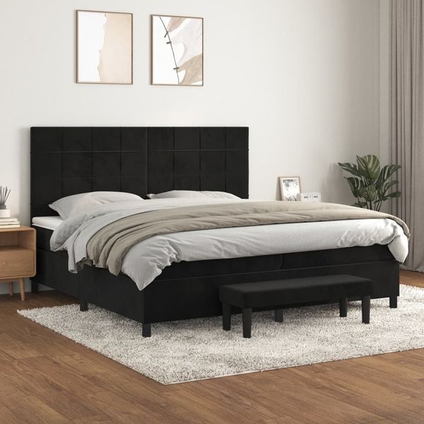 vidaXL Boxspringbett mit Matratze Schwarz 200x200 cm Samt 3137865