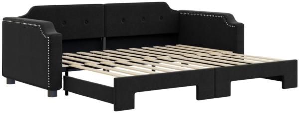 vidaXL Tagesbett Ausziehbar Schwarz 100x200 cm Stoff 3197641 Bild 3