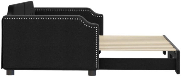 vidaXL Tagesbett Ausziehbar Schwarz 100x200 cm Stoff 3197641 Bild 7