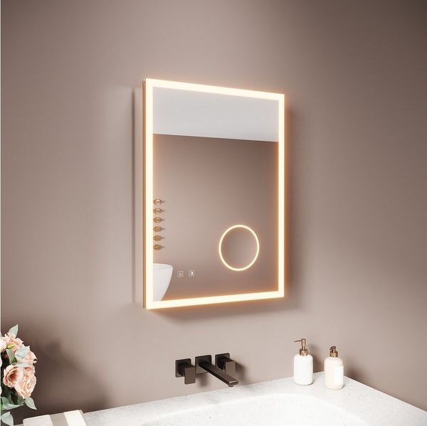 SONNI Spiegelschrank Spiegelschrank Badezimmerschrank 50×70cm Bestseller mit 3-farbiger dimmbarer Beleuchtung