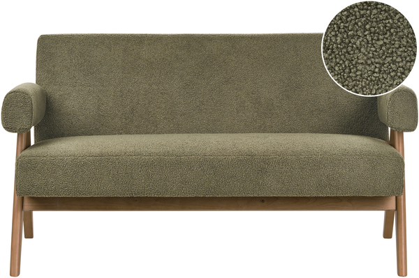 Sofa 2-Sitzer TAMRE Bouclé Grün Dunkelbraun
