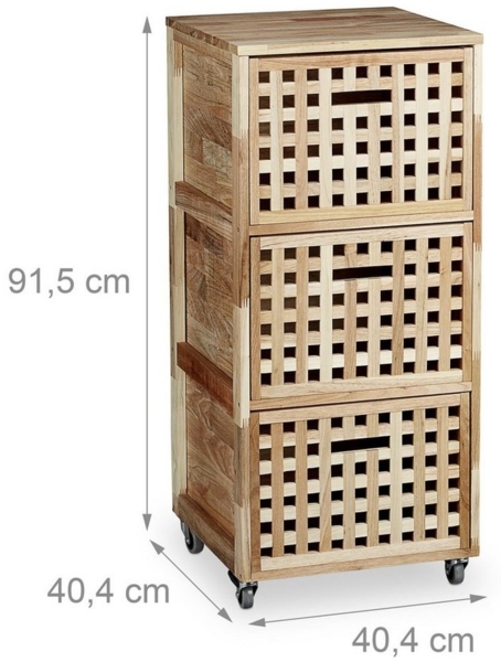 Rollcontainer 3 Fächer Walnuss Bild 2