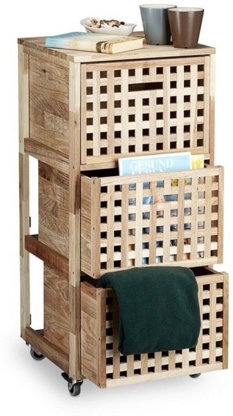 Rollcontainer 3 Fächer Walnuss Bild 4