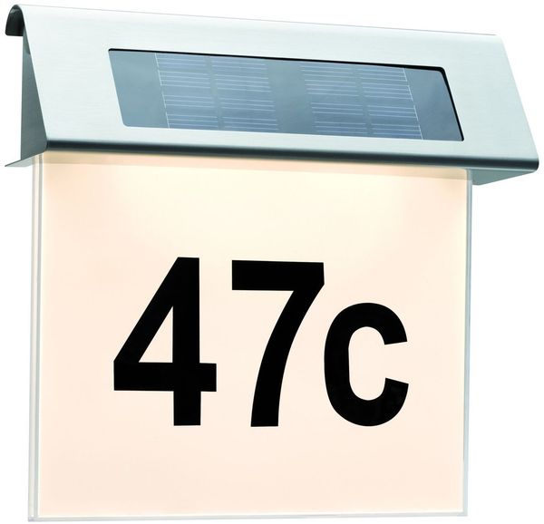 Paulmann Special Solar Hausnummernleuchte IP44 LED 1x0,2W Edelstahl/Weiß/Acryl