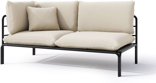 Selsey 'Worcully' Garten-Chaiselongue, wasserabweisend, beige/schwarzes Gestell ca. 80 x 147 x 80 cm