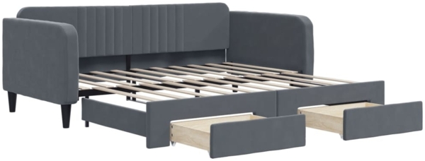 vidaXL Tagesbett Ausziehbar mit Schubladen Dunkelgrau 90x190 cm Samt 3197125