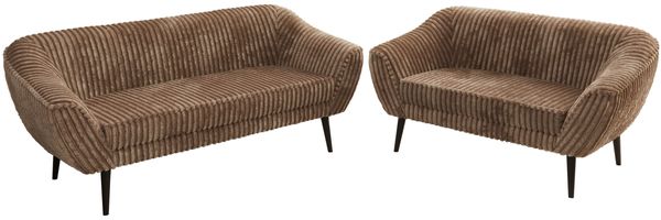 Skandinavisches Sofa Set PIRS 3-2, Komplettset, Wellenfederung, schwarze Füße, Sitzgruppe, Polstermöbel Set - Braun Cord Bild 8