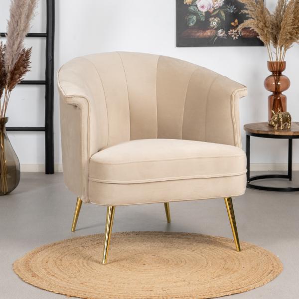 Bronx71 Samt Sessel Amy modern beige