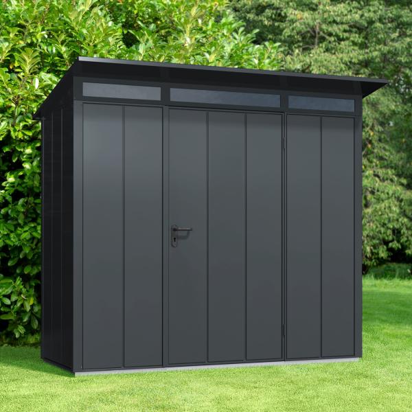 Hörmann Ecostar Metall-Gerätehaus Elegant mit Pultdach Typ 1, 108x238 cm , anthrazitgrau, 2,6 m²,1-flüglige Tür