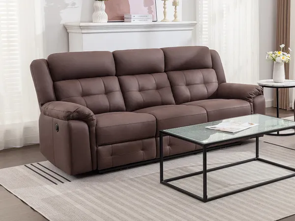 Vente-unique - ORTIANO Sofa StoffStoff Braun - B 97 cm x H 102 cm x L 223 cm