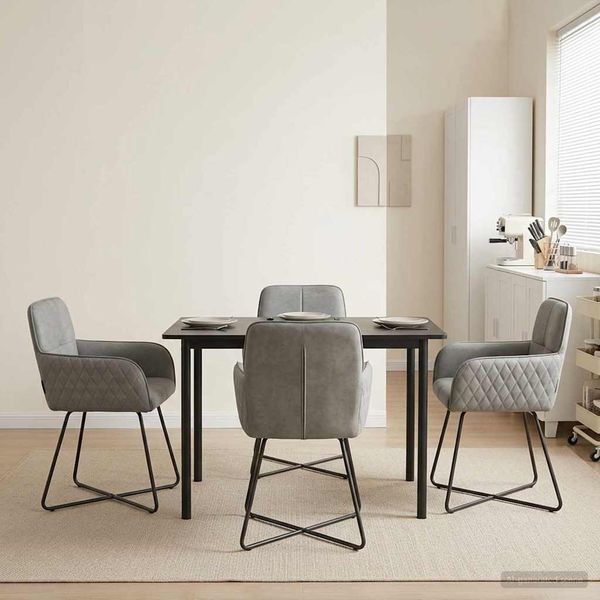 vidaXL Esszimmerstühle 4 pcs Samt (V) Hellgrau 59 x 56,5 x 86 cm 3428209
