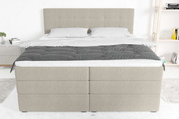 99rooms Dante Boxspringbett Strukturstoff INARI Beige Taschen-Federung 140x200 cm Bild 5