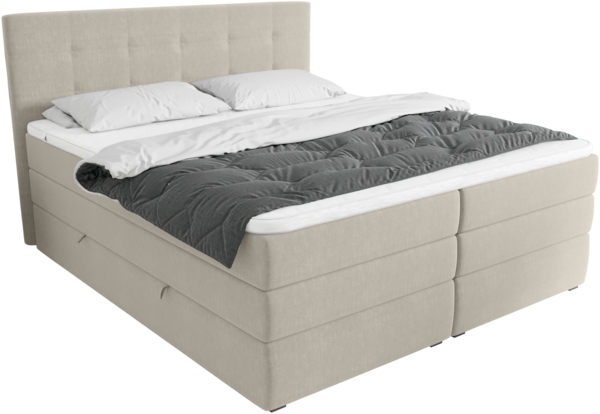 99rooms Dante Boxspringbett Strukturstoff INARI Beige Taschen-Federung 140x200 cm Bild 2