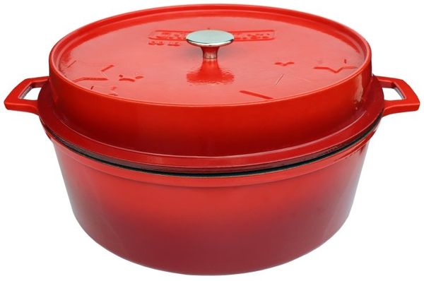 Grillfürst emaillierter Dutch Oven ohne Füsse DO12 - rot