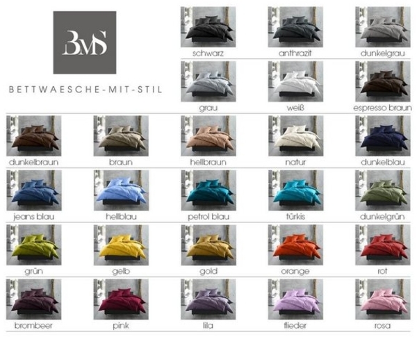 BETTWAESCHE-MIT-STIL Bettwäsche Mako Satin Bettwäsche uni einfarbig, Mako-Satin, 2 teilig Bild 4