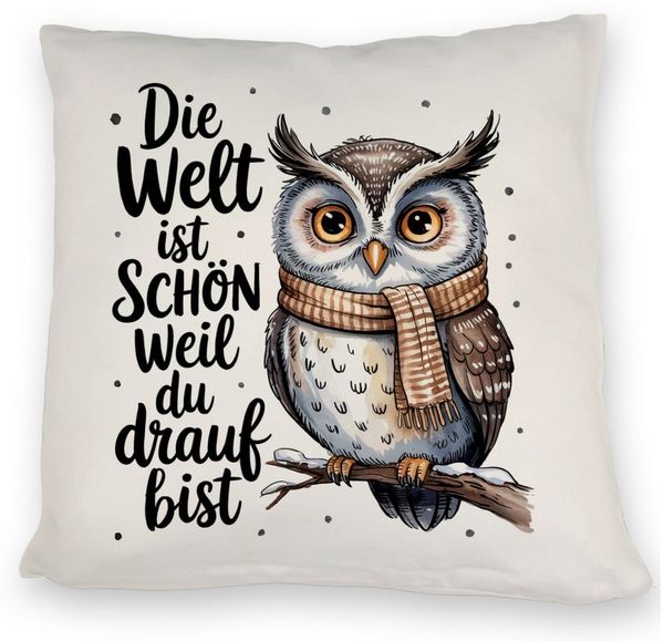 speecheese Dekokissen Eule mit Spruch Kissen für Eulenliebhaber