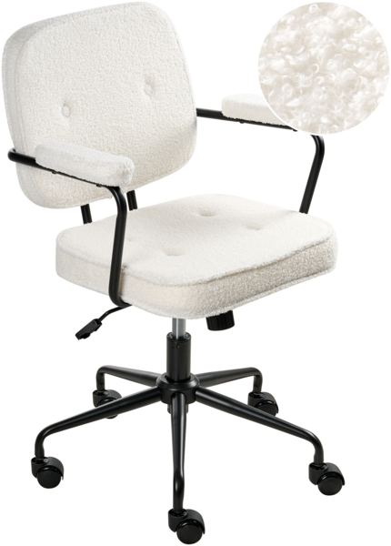 Schreibtischstuhl PAWNEE Bouclé Cremeweiß