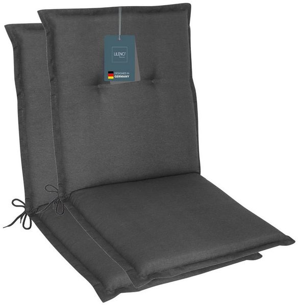 LILENO HOME Polsterauflage Niedriglehner, bequeme Sitzauflage für Gartenstühle, Stuhlkissen, (2 St, 2er Set), Gartenstuhl Auflage in Uni Anthrazit, Sitzpolster waschbar