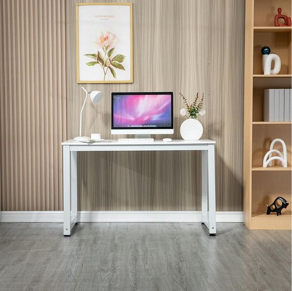 Sweiko Computertisch 120x60x74 cm, MDF, Metall, Weiß