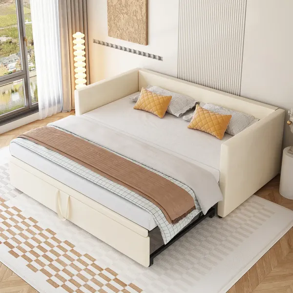 Schlafsofa, 90x200cm/180x200cm, Ausziehbett mit Bettfunktion, inkl. Lattenrost, Bezug aus Samt, Einzelbett, Doppelbett, Jugendbett