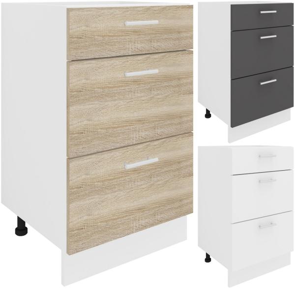 VCM Küchenmöbel Unterschrank Esilo 918642 Weiß / Sonoma-Eiche H. 82 x B. 50 x T. 46 cm